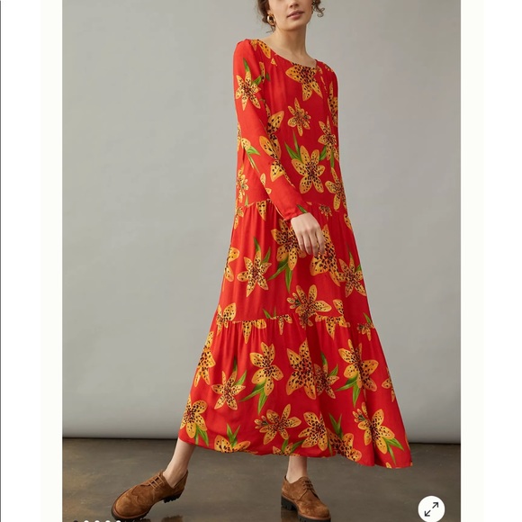 Anthropologie Dresses & Skirts - Anthropologie FARM Rio Golden Lily Flower Maxi